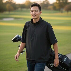 Callaway Golf Embroidered 1/4 Zippered Windbreaker Pull Over Jacket (XL)